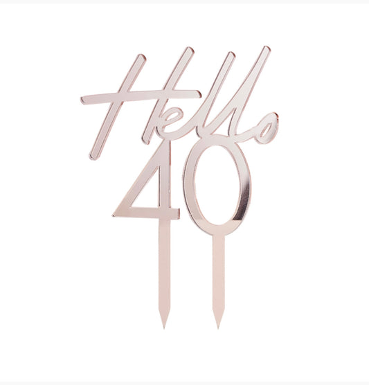 Hello 40 Cake Topper